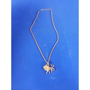 Vtg signed D'Orlan gold tone rare Lion pendant  necklace & lion Pendant jewelry